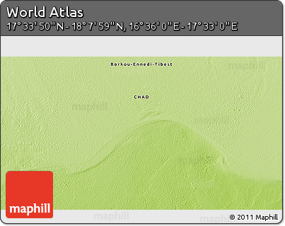 Physical 3D Map of the Area around 17° 50' 55" N, 17° 4' 30" E