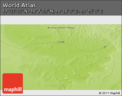 Physical 3D Map of the Area around 17° 50' 55" N, 18° 46' 29" E