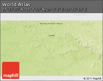 Physical 3D Map of the Area around 17° 50' 55" N, 20° 28' 30" E