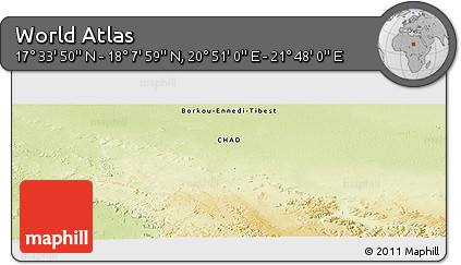 Physical Panoramic Map of the Area around 17° 50' 55" N, 21° 19' 30" E