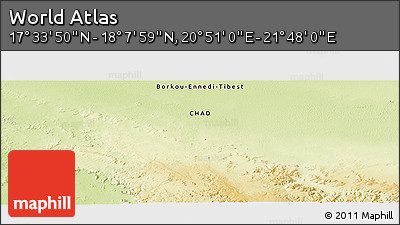 Physical Panoramic Map of the Area around 17° 50' 55" N, 21° 19' 30" E