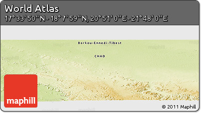 Physical Panoramic Map of the Area around 17° 50' 55" N, 21° 19' 30" E