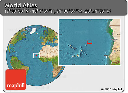 Satellite Location Map of the Area around 17° 50' 55" N, 21° 10' 29" W