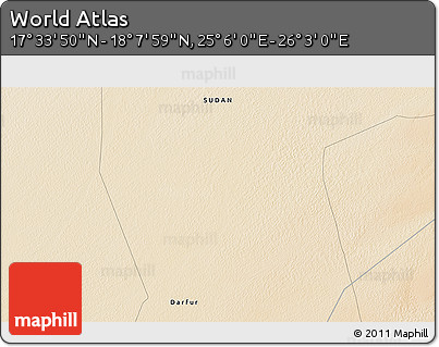 Satellite 3D Map of the Area around 17° 50' 55" N, 25° 34' 30" E
