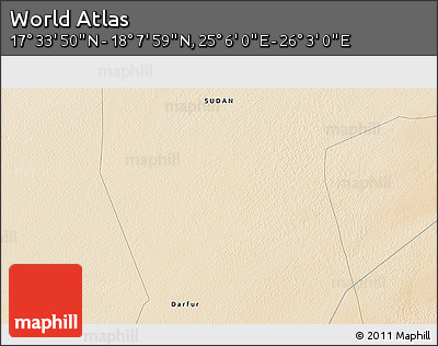Satellite 3D Map of the Area around 17° 50' 55" N, 25° 34' 30" E