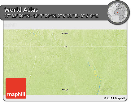 Physical 3D Map of the Area around 17° 50' 55" N, 2° 37' 30" E