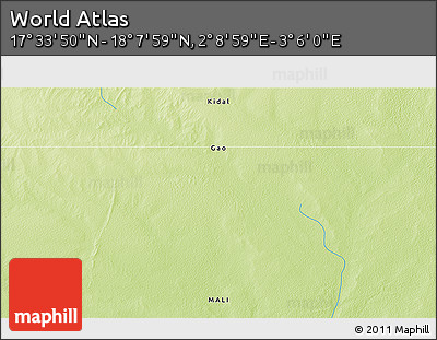 Physical 3D Map of the Area around 17° 50' 55" N, 2° 37' 30" E