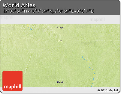 Physical 3D Map of the Area around 17° 50' 55" N, 2° 37' 30" E