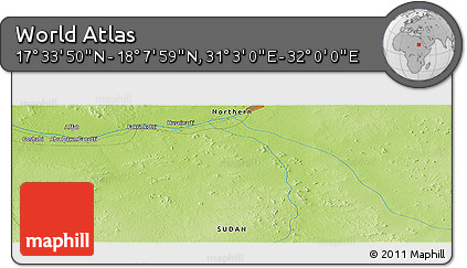 Physical Panoramic Map of the Area around 17° 50' 55" N, 31° 31' 29" E