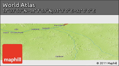 Physical Panoramic Map of the Area around 17° 50' 55" N, 31° 31' 29" E