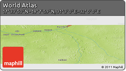 Physical Panoramic Map of the Area around 17° 50' 55" N, 31° 31' 29" E