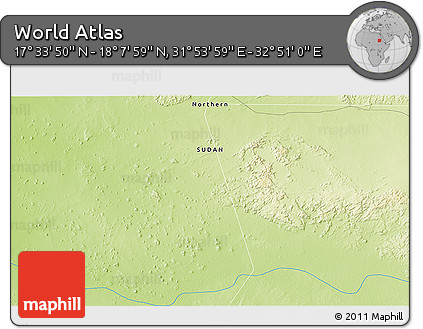 Physical 3D Map of the Area around 17° 50' 55" N, 32° 22' 30" E