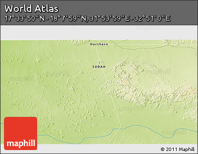 Physical 3D Map of the Area around 17° 50' 55" N, 32° 22' 30" E