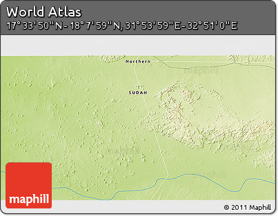 Physical 3D Map of the Area around 17° 50' 55" N, 32° 22' 30" E