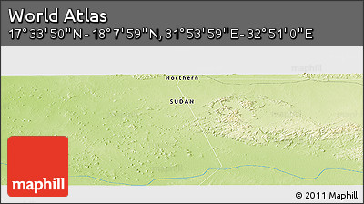 Physical Panoramic Map of the Area around 17° 50' 55" N, 32° 22' 30" E