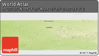 Physical Panoramic Map of the Area around 17° 50' 55" N, 32° 22' 30" E