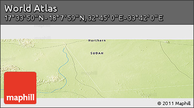 Physical Panoramic Map of the Area around 17° 50' 55" N, 33° 13' 30" E