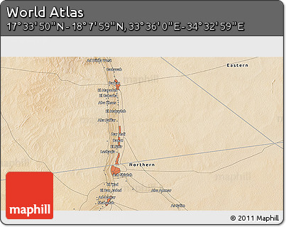 Satellite 3D Map of the Area around 17° 50' 55" N, 34° 4' 30" E