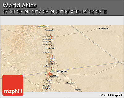 Satellite 3D Map of the Area around 17° 50' 55" N, 34° 4' 30" E