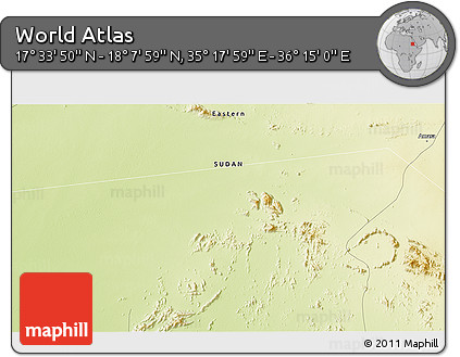 Physical 3D Map of the Area around 17° 50' 55" N, 35° 46' 29" E
