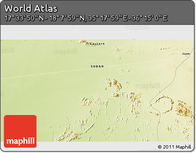 Physical 3D Map of the Area around 17° 50' 55" N, 35° 46' 29" E