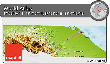 Physical Panoramic Map of the Area around 17° 50' 55" N, 38° 19' 30" E