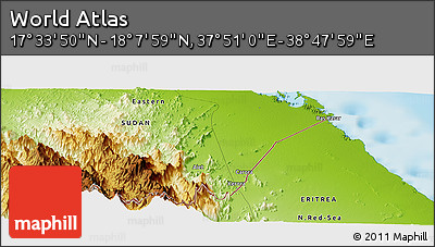 Physical Panoramic Map of the Area around 17° 50' 55" N, 38° 19' 30" E