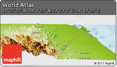 Physical Panoramic Map of the Area around 17° 50' 55" N, 38° 19' 30" E