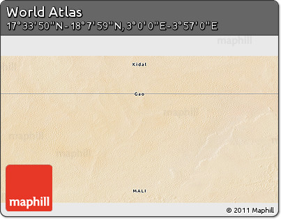 Satellite 3D Map of the Area around 17° 50' 55" N, 3° 28' 30" E