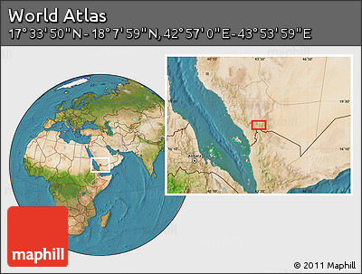 Satellite Location Map of the Area around 17° 50' 55" N, 43° 25' 29" E