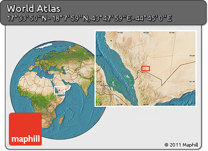 Satellite Location Map of the Area around 17° 50' 55" N, 44° 16' 29" E