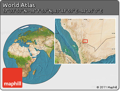 Satellite Location Map of the Area around 17° 50' 55" N, 44° 16' 29" E