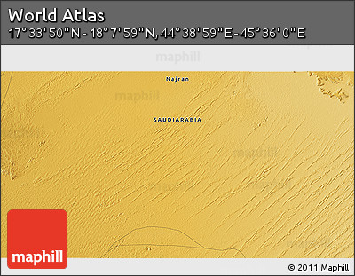 Physical 3D Map of the Area around 17° 50' 55" N, 45° 7' 30" E