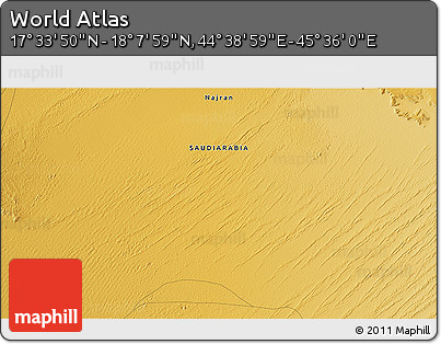 Physical 3D Map of the Area around 17° 50' 55" N, 45° 7' 30" E