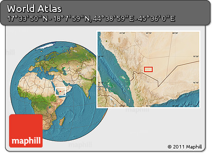 Satellite Location Map of the Area around 17° 50' 55" N, 45° 7' 30" E