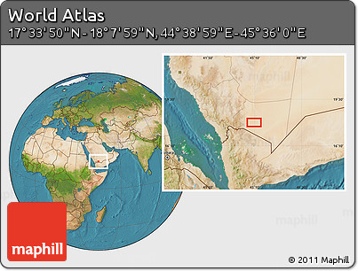 Satellite Location Map of the Area around 17° 50' 55" N, 45° 7' 30" E