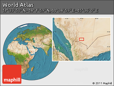 Satellite Location Map of the Area around 17° 50' 55" N, 45° 7' 30" E