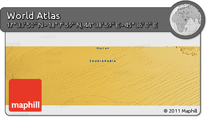 Physical Panoramic Map of the Area around 17° 50' 55" N, 45° 7' 30" E