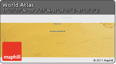 Physical Panoramic Map of the Area around 17° 50' 55" N, 45° 7' 30" E