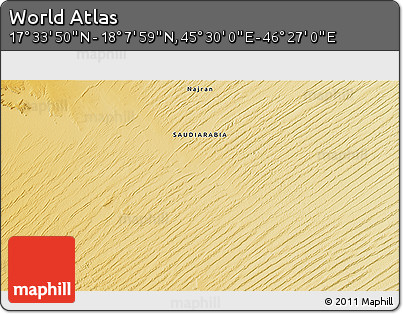 Physical 3D Map of the Area around 17° 50' 55" N, 45° 58' 30" E