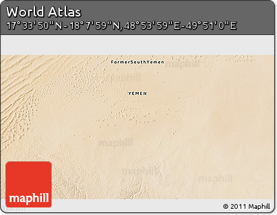 Satellite 3D Map of the Area around 17° 50' 55" N, 49° 22' 30" E