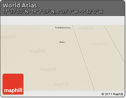 Shaded Relief 3D Map of the Area around 17° 50' 55" N, 4° 10' 30" W