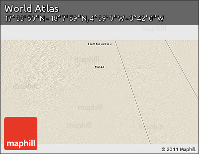 Shaded Relief 3D Map of the Area around 17° 50' 55" N, 4° 10' 30" W