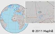 Gray Location Map of the area around 17° 50' 55" N, 4° 10' 30" W