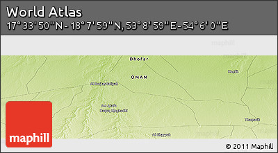 Physical Panoramic Map of the Area around 17° 50' 55" N, 53° 37' 30" E
