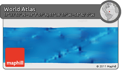 Shaded Relief Panoramic Map of the Area around 17° 50' 55" N, 55° 10' 29" W