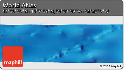 Shaded Relief Panoramic Map of the Area around 17° 50' 55" N, 55° 10' 29" W