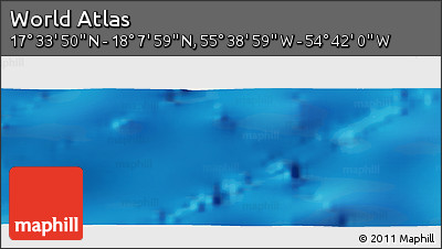 Shaded Relief Panoramic Map of the Area around 17° 50' 55" N, 55° 10' 29" W