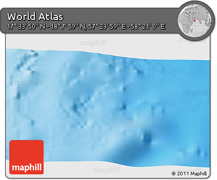 Physical 3D Map of the Area around 17° 50' 55" N, 57° 52' 30" E