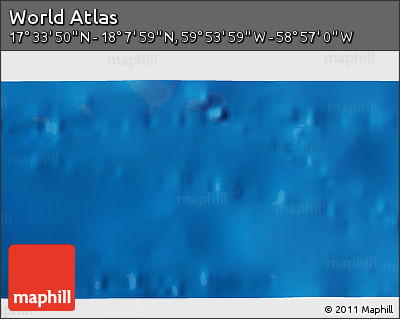 Physical 3D Map of the Area around 17° 50' 55" N, 59° 25' 29" W